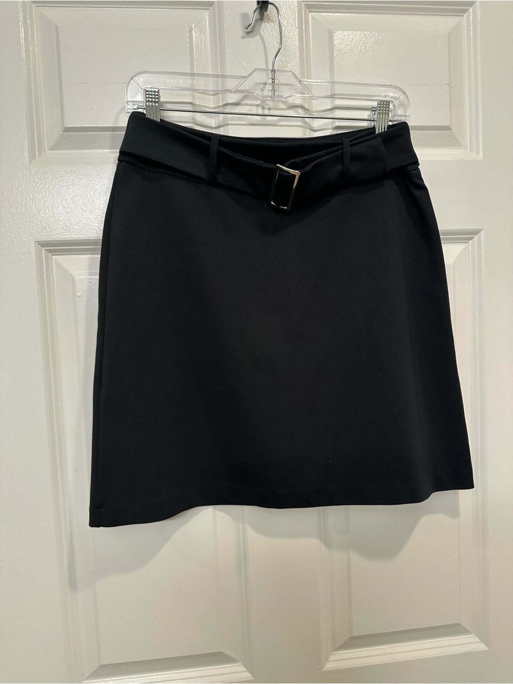 New York & Company Black A-Line Skirt with Buckle Belt